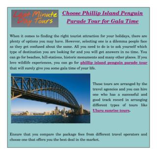 Choose Phillip Island Penguin Parade Tour for Gala Time.pdf